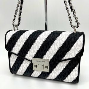 Michael Kors Rose MD Flap Shoulder Bag Bla…